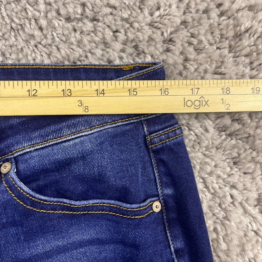 Kancan Cora Mid Rise Super Skinny Ripped Jeans Size 13/30 Dark Wash Step Hem - Picture 13 of 16